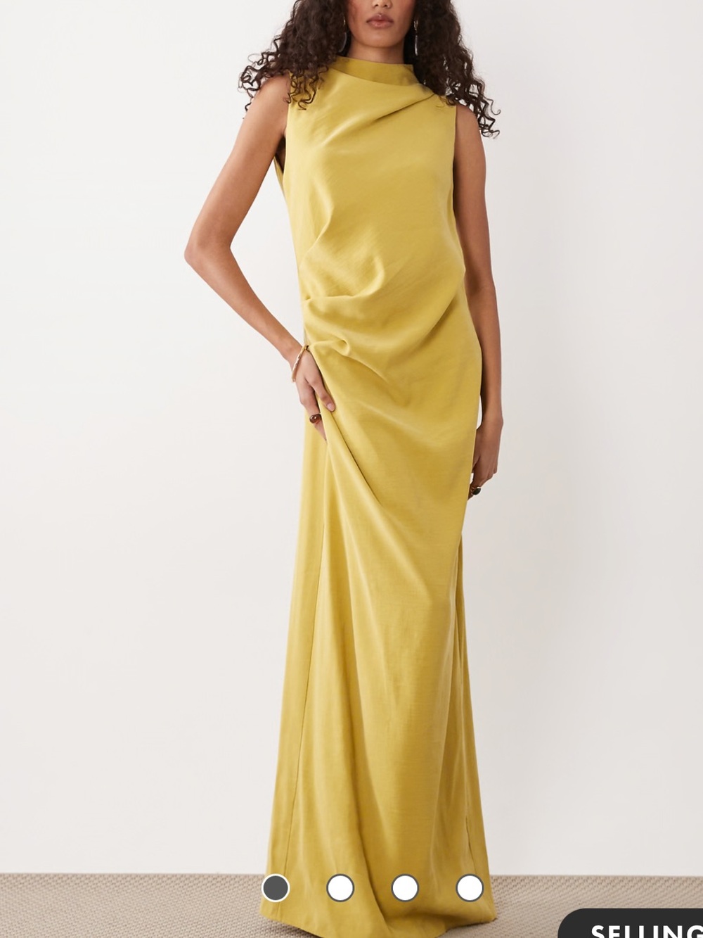 ASOS DESIGN Tall column slouchy hip maxi dress in golden olive